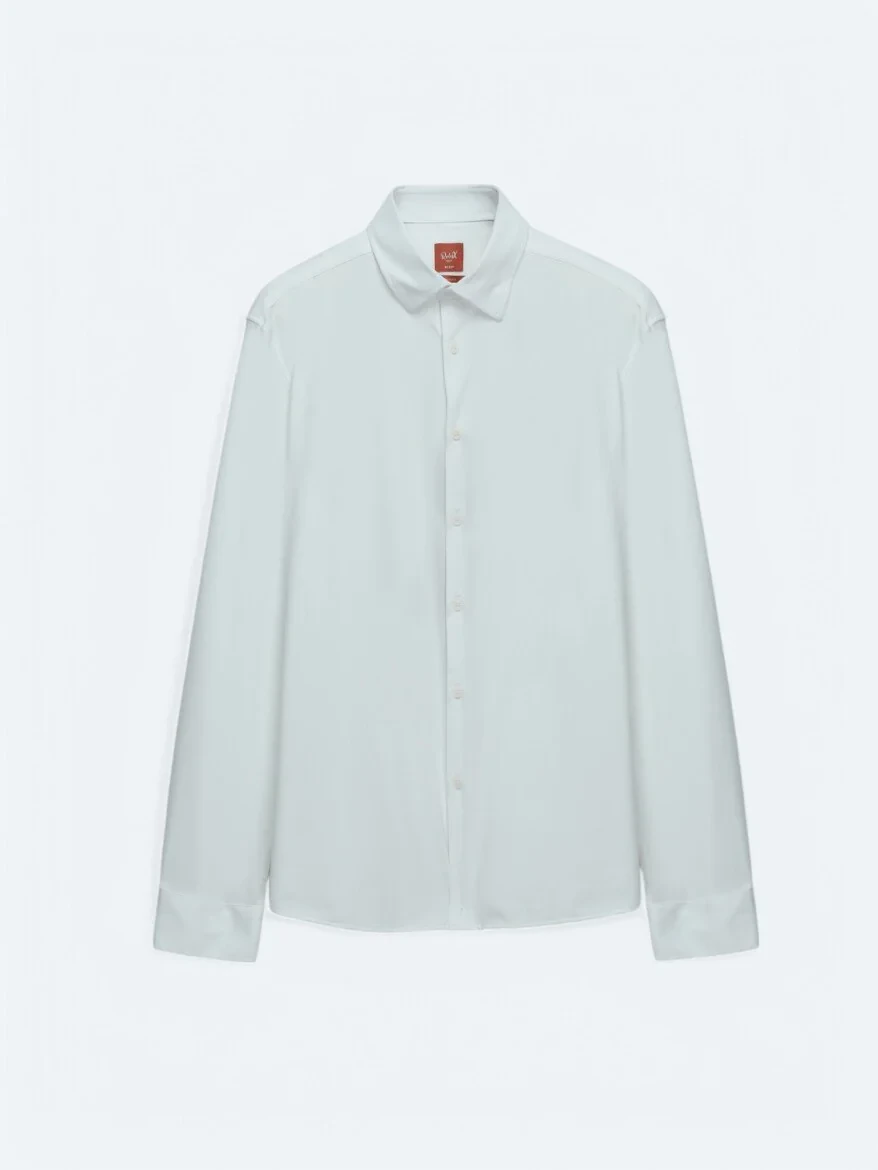 White Regular Fit Knitting Casual Shirt - 7