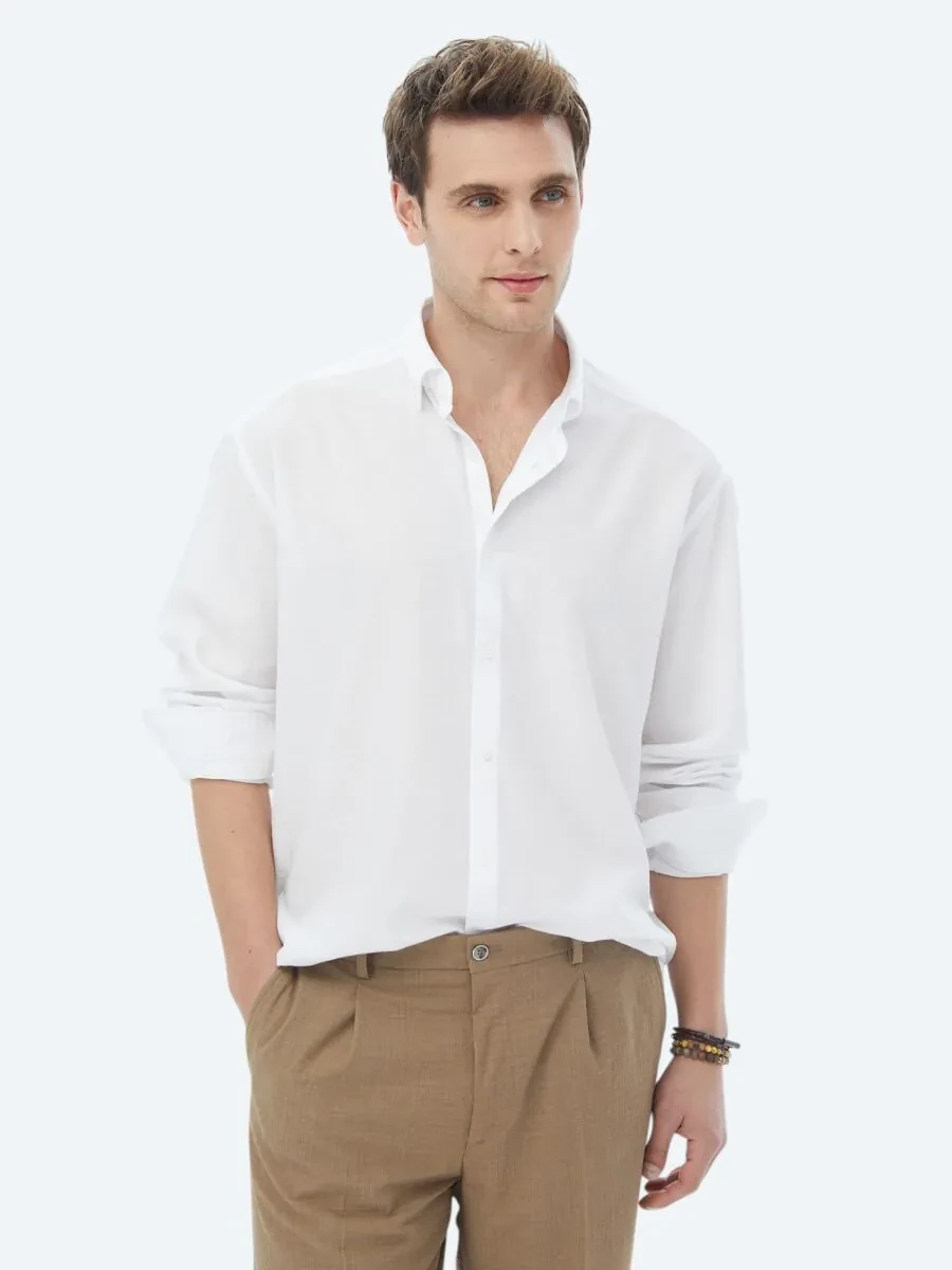 White Regular Fit Weaving Casual Shirt - 2