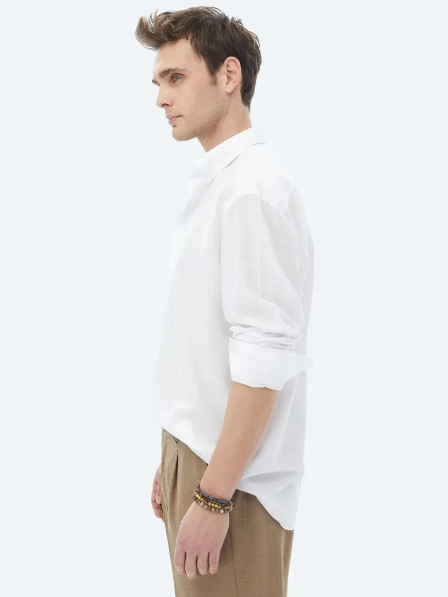 White Regular Fit Weaving Casual Shirt - 3