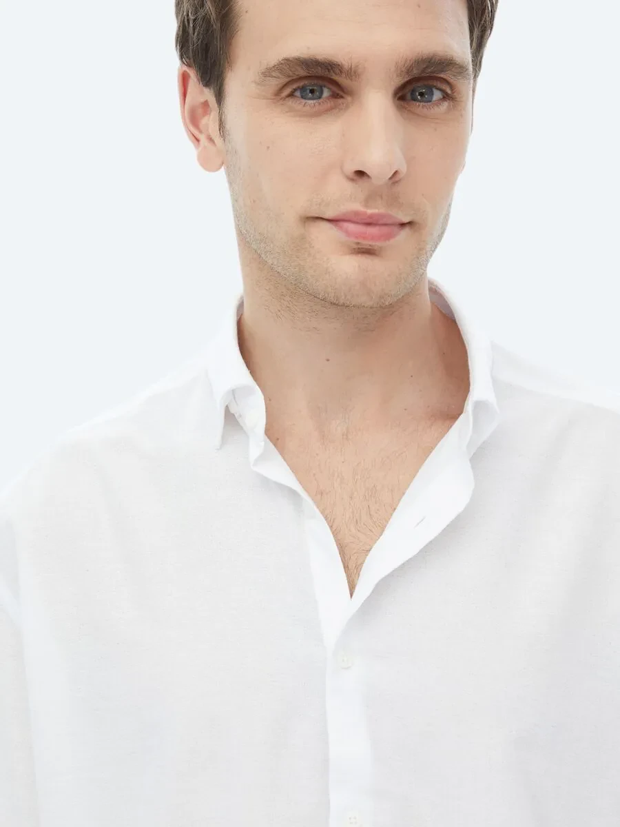 White Regular Fit Weaving Casual Shirt - 5