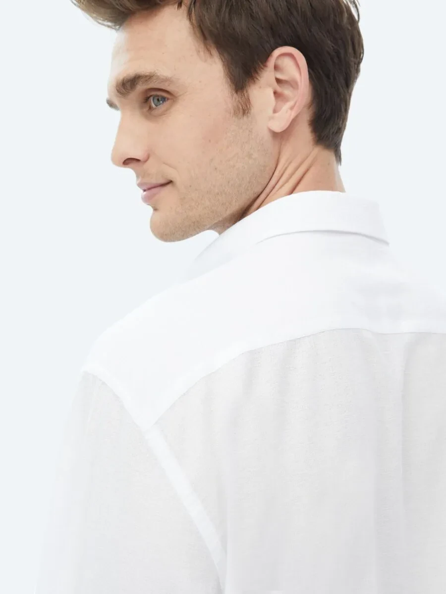 White Regular Fit Weaving Casual Shirt - 6
