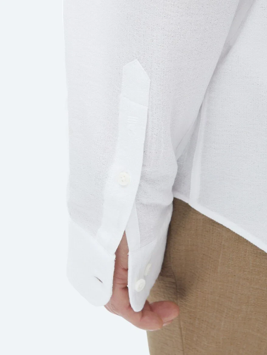 White Regular Fit Weaving Casual Shirt - 7