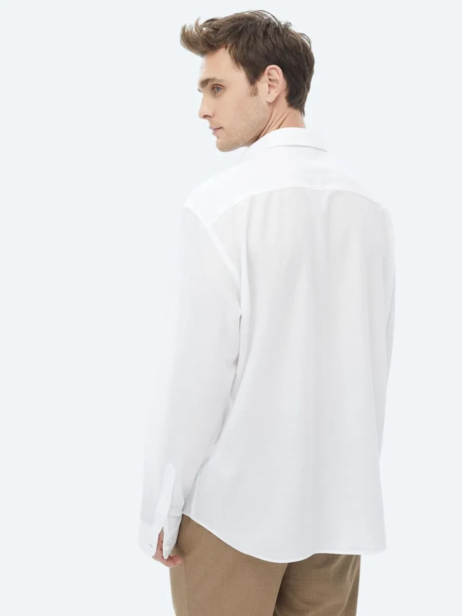 White Regular Fit Weaving Casual Shirt - 8