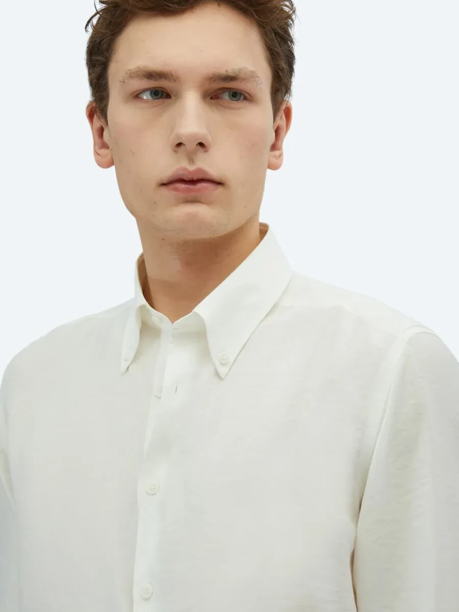 White Regular Fit Weaving Casual Shirt - 3