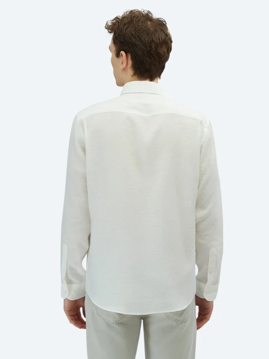White Regular Fit Weaving Casual Shirt - 5