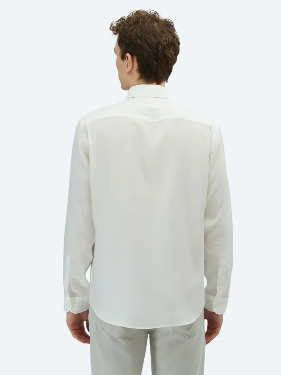 White Regular Fit Weaving Casual Shirt - 5