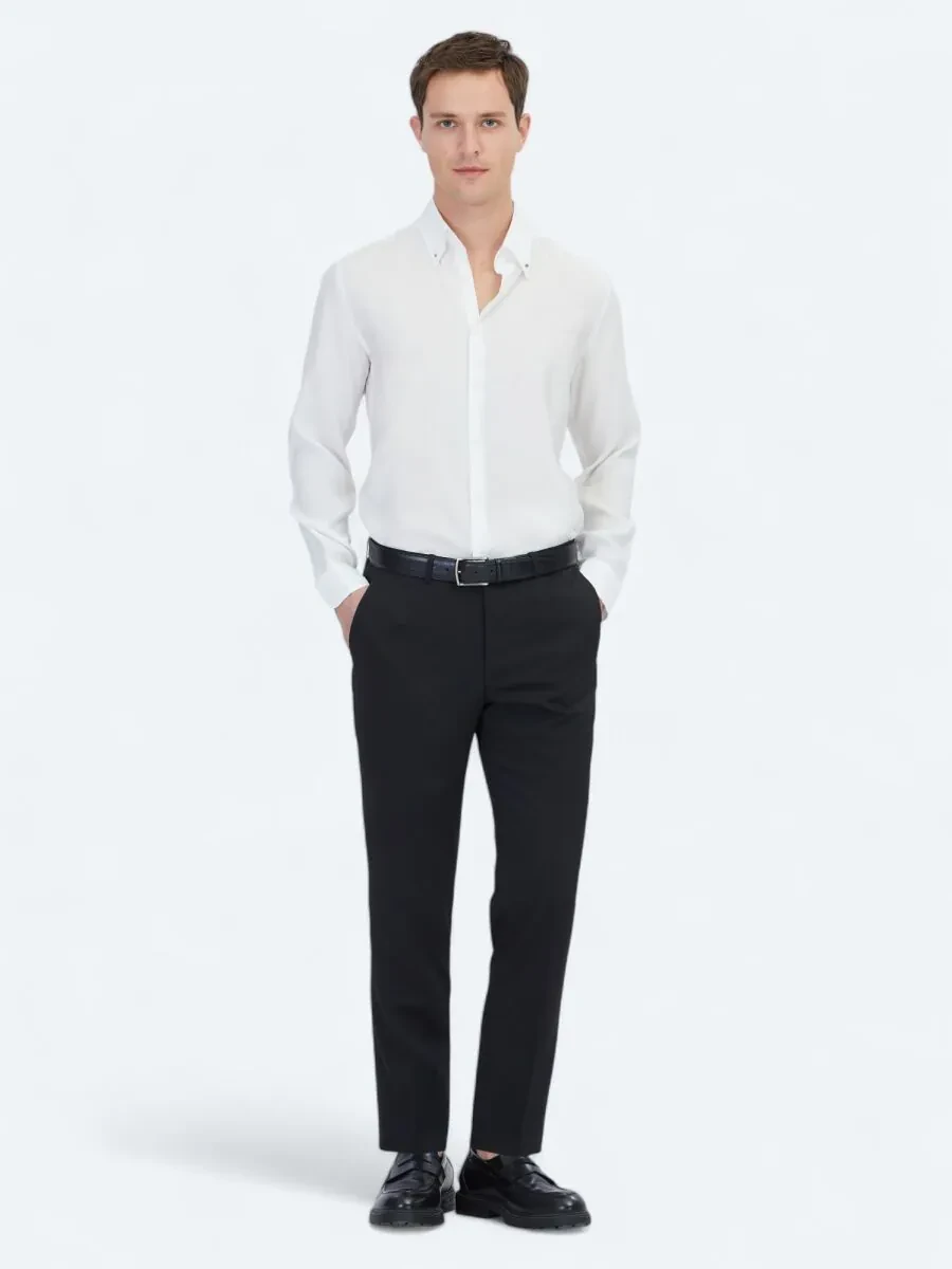 White Regular Fit Weaving Casual Shirt - 2