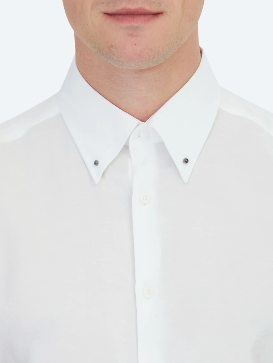 White Regular Fit Weaving Casual Shirt - 5