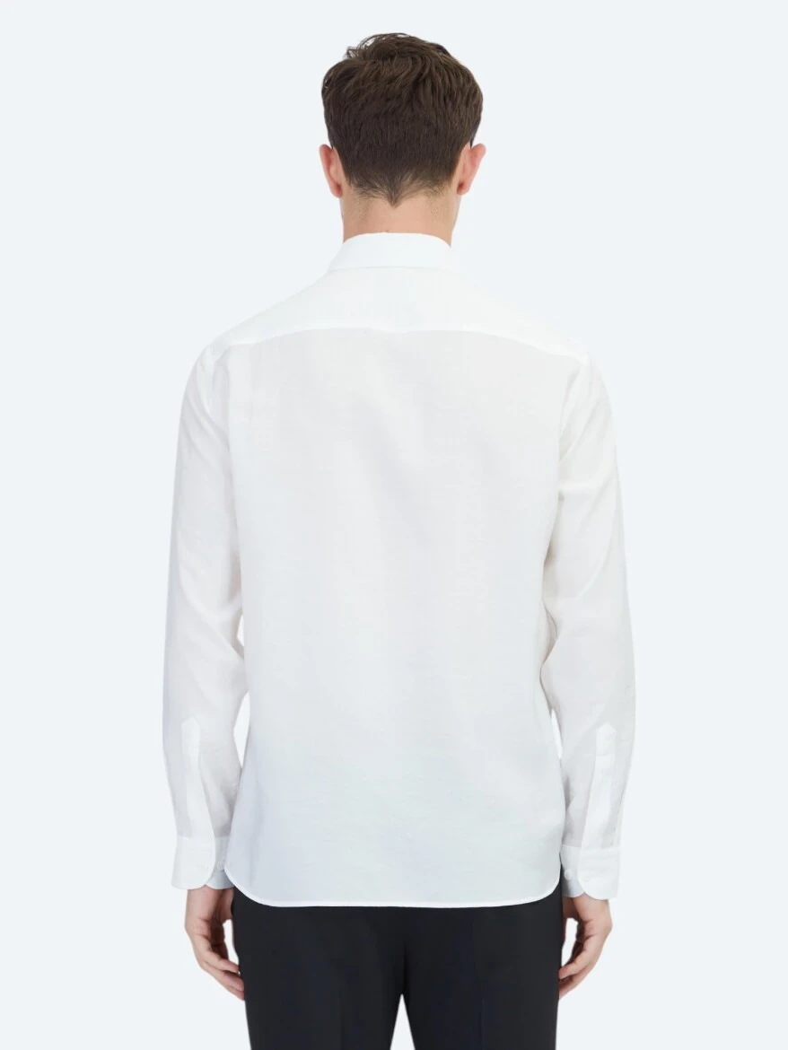 White Regular Fit Weaving Casual Shirt - 6