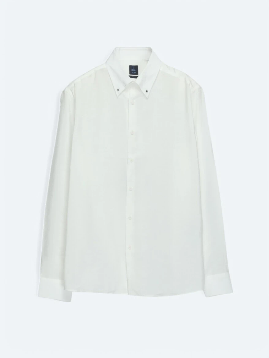 White Regular Fit Weaving Casual Shirt - 7