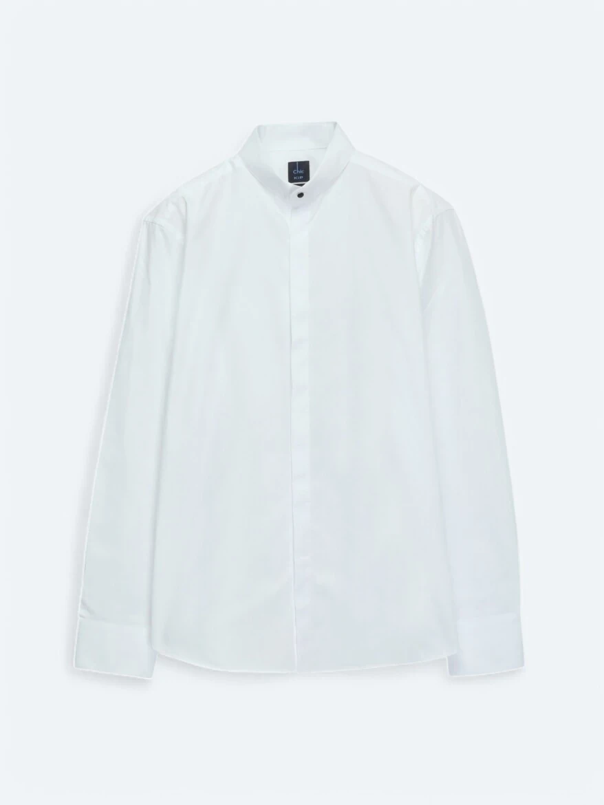 White Regular Fit Weaving Classical 100% Cotton Shirt - 7