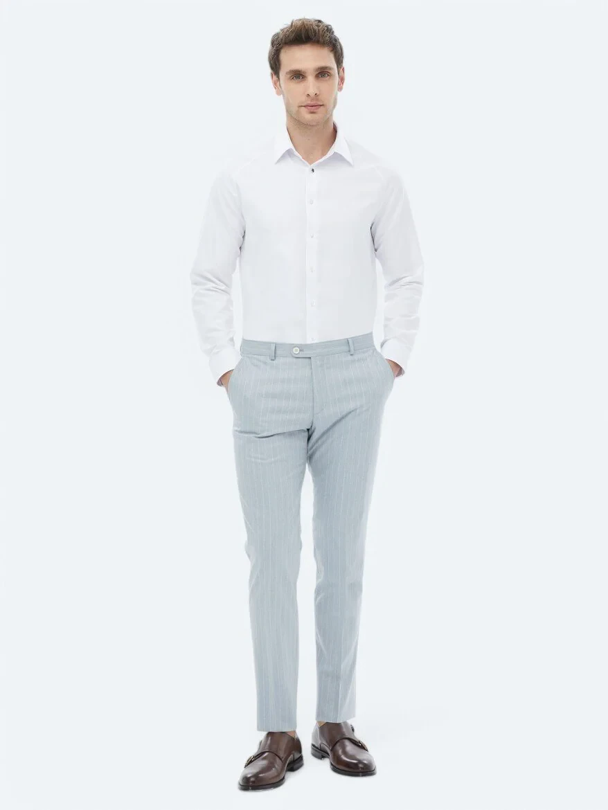 White Regular Fit Weaving Classical Cotton Blended Shirt - 6