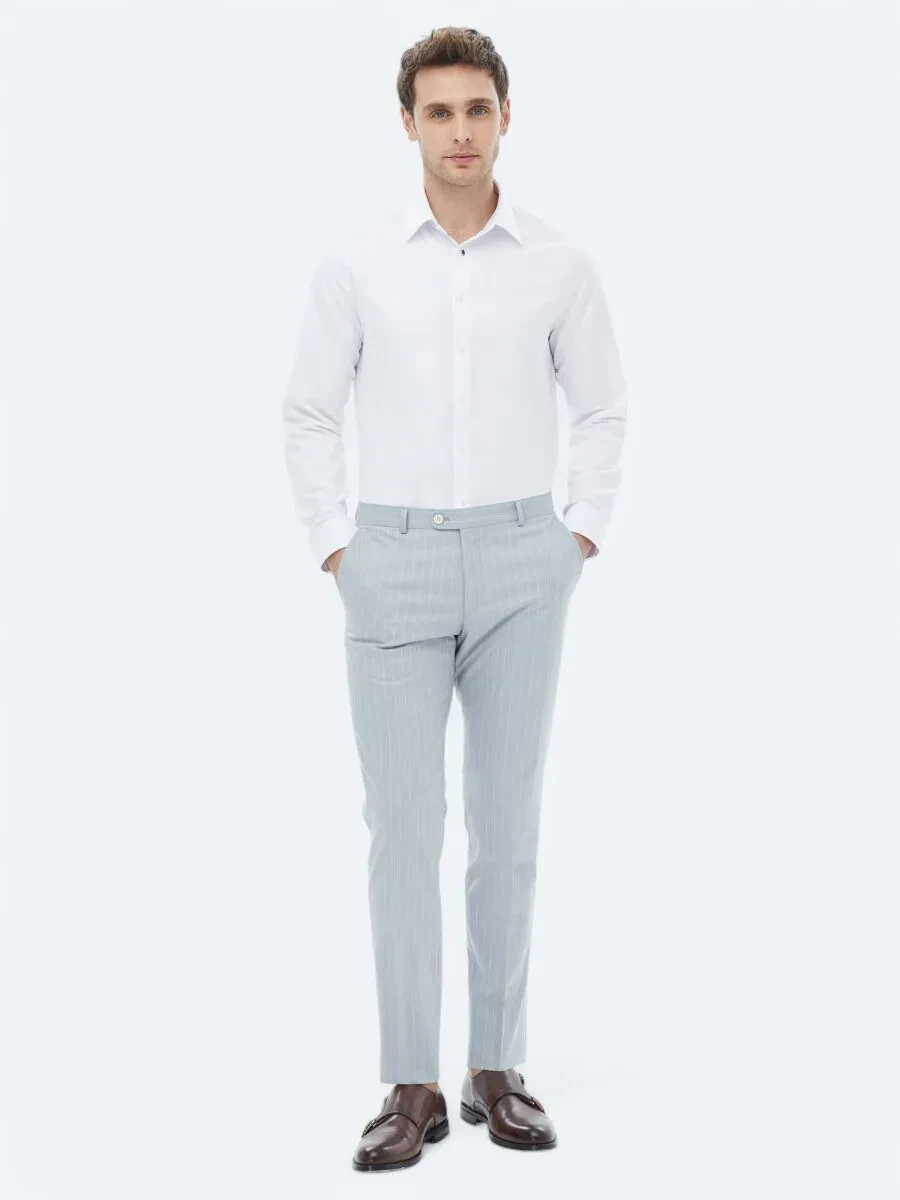 White Regular Fit Weaving Classical Cotton Blended Shirt - 6