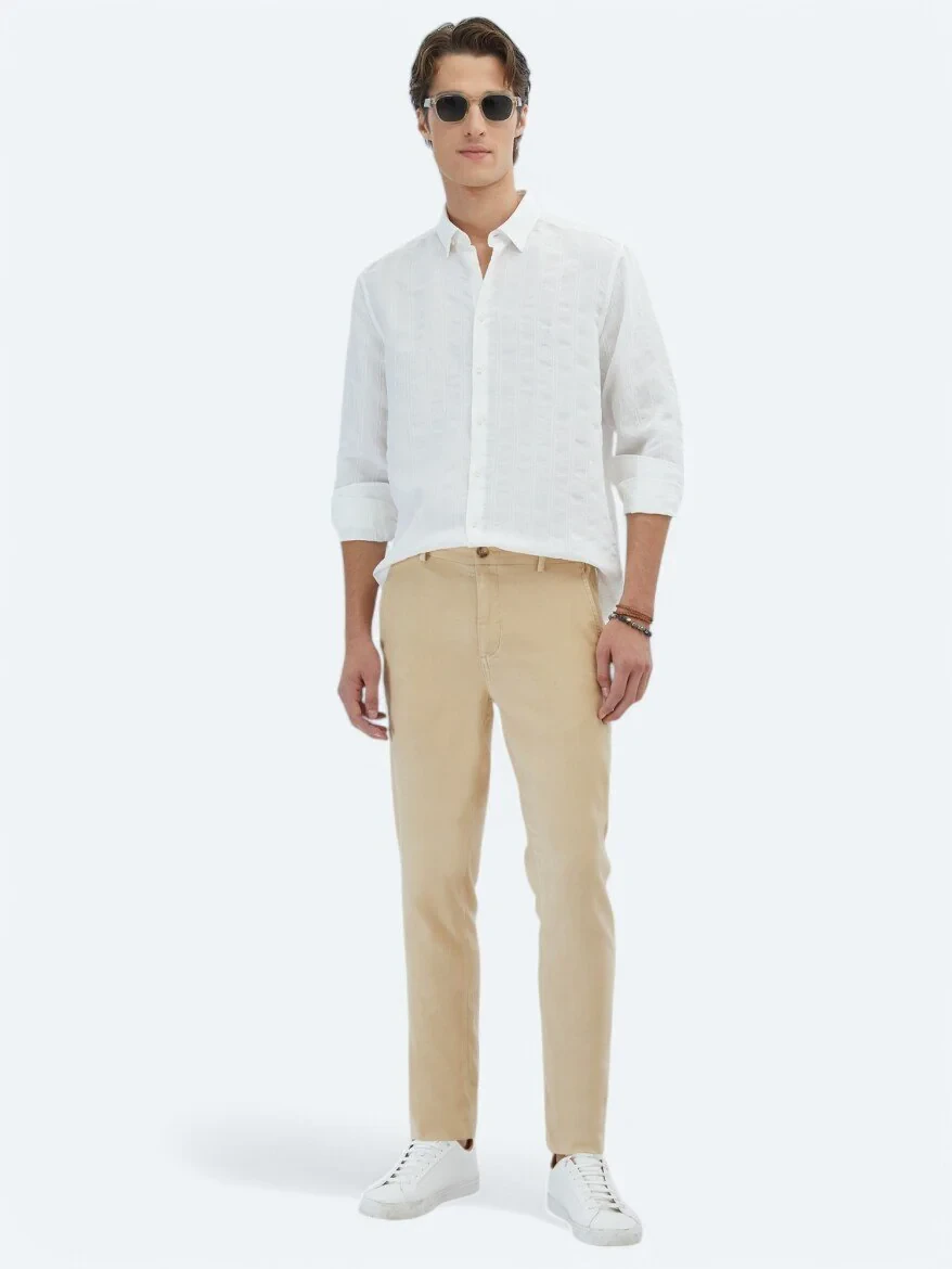 White Regular Fit Weaving Classical Shirt - 2