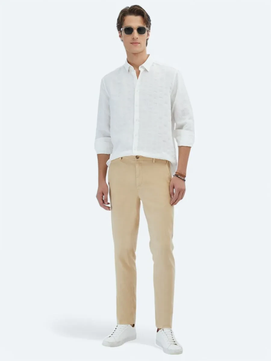 White Regular Fit Weaving Classical Shirt - 2