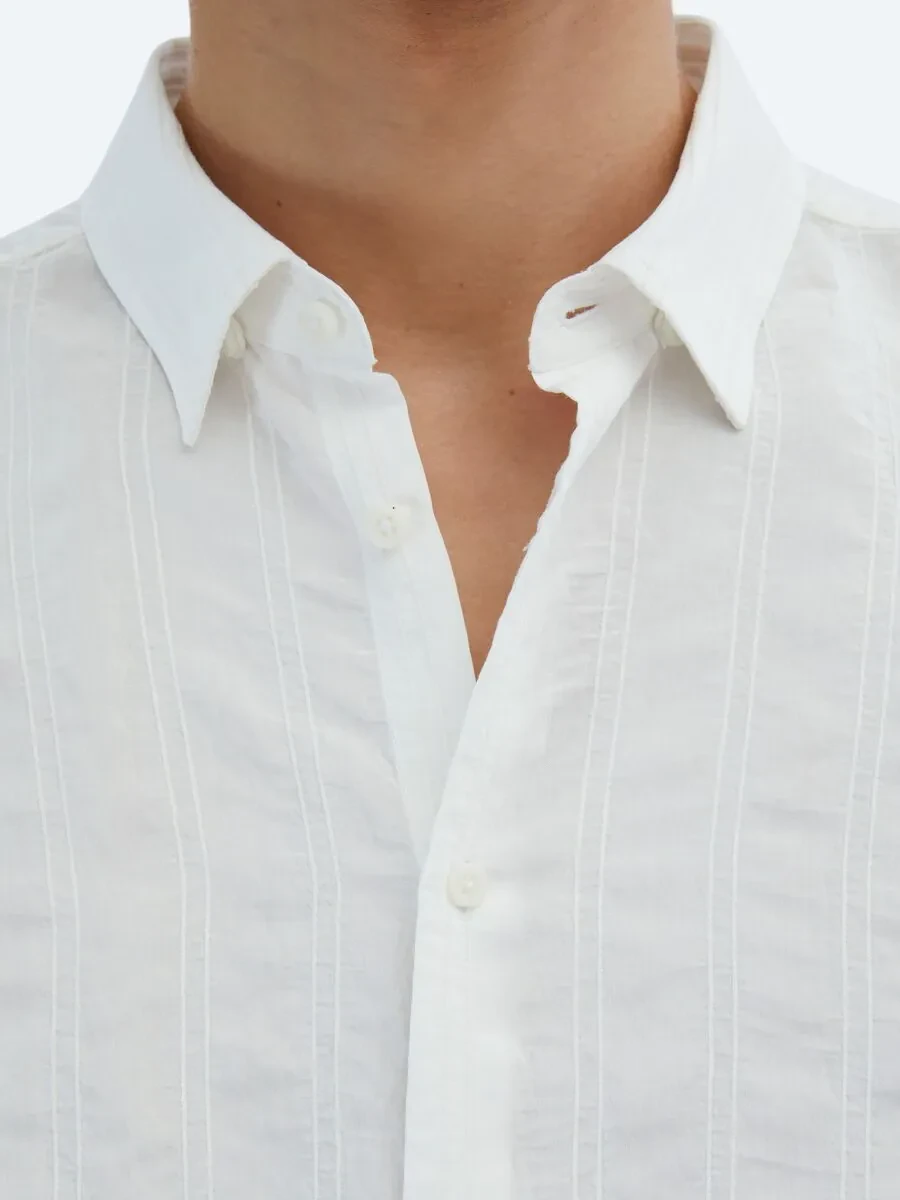 White Regular Fit Weaving Classical Shirt - 5