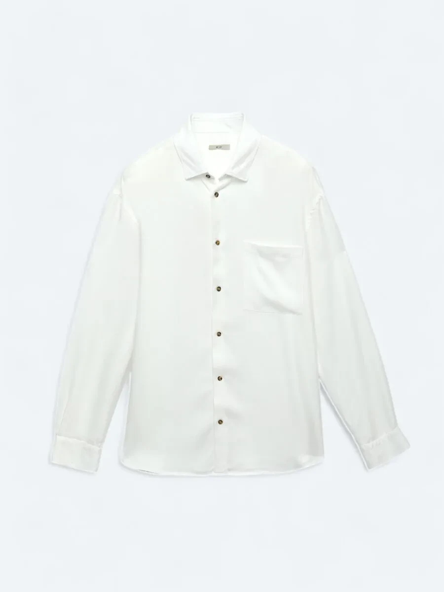 White Ribbed Oversize Fit Weaving Casual Shirt - 8