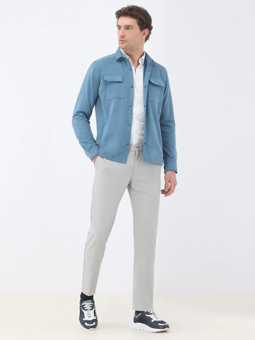 White Slim Fit Knitting Casual 100% Cotton Shirt - 3
