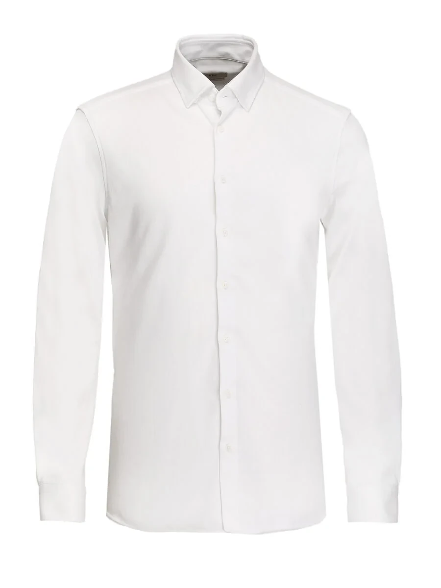 White Slim Fit Knitting Casual 100% Cotton Shirt - 6
