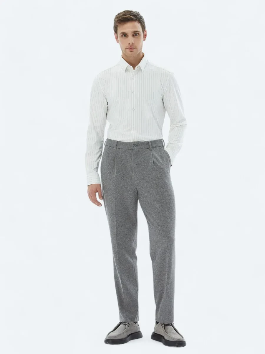 White Striped Regular Fit Knitting Casual Shirt - 3
