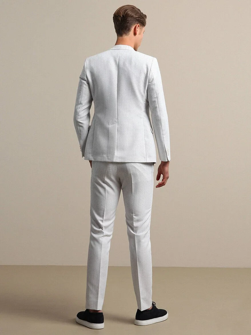 White Striped Slim Fit Suit - 5