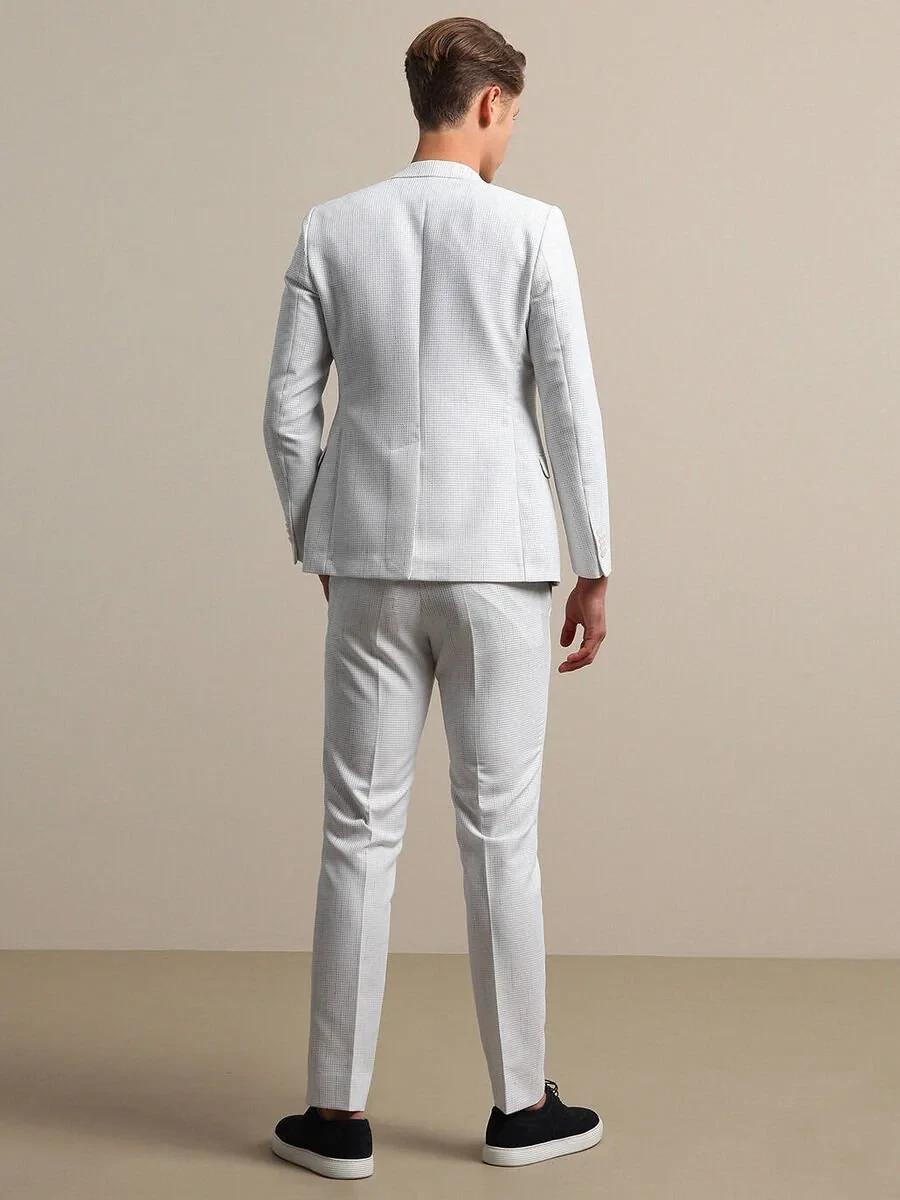 White Striped Slim Fit Suit - 5