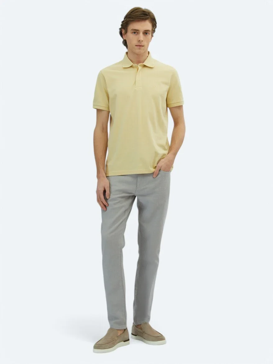 Yellow Plain Polo Neck 100% Cotton T-Shirt - 2