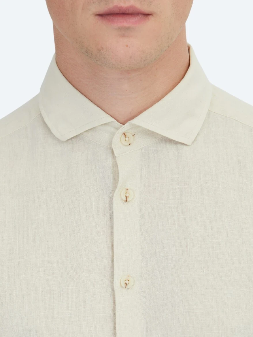Yellow Plain Weaving Casual Cotton Blended Shirt 