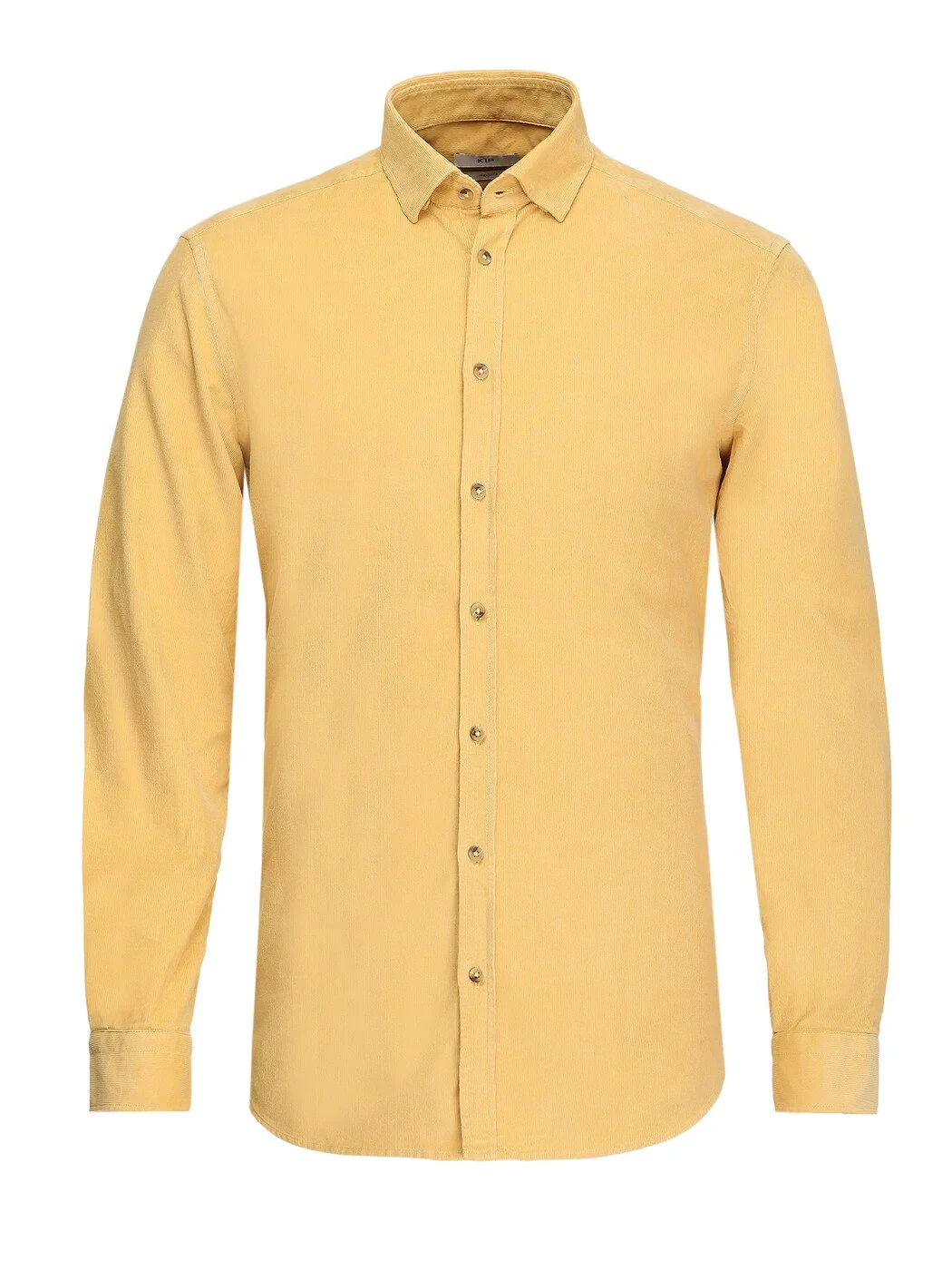 Yellow Ribbed Regular Fit Weaving Casual 100% Cotton Shirt - 6
