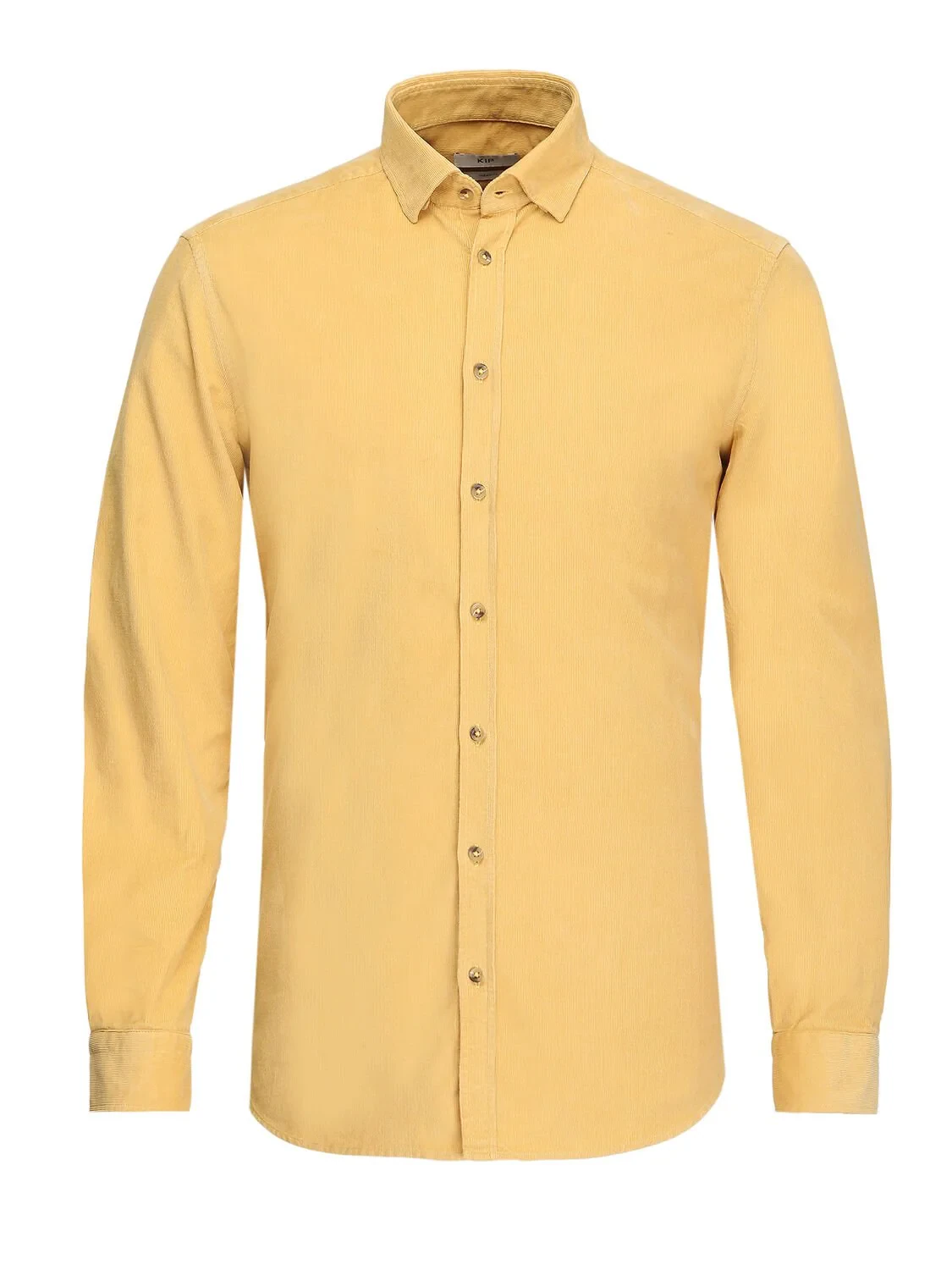 Yellow Ribbed Regular Fit Weaving Casual 100% Cotton Shirt - 6