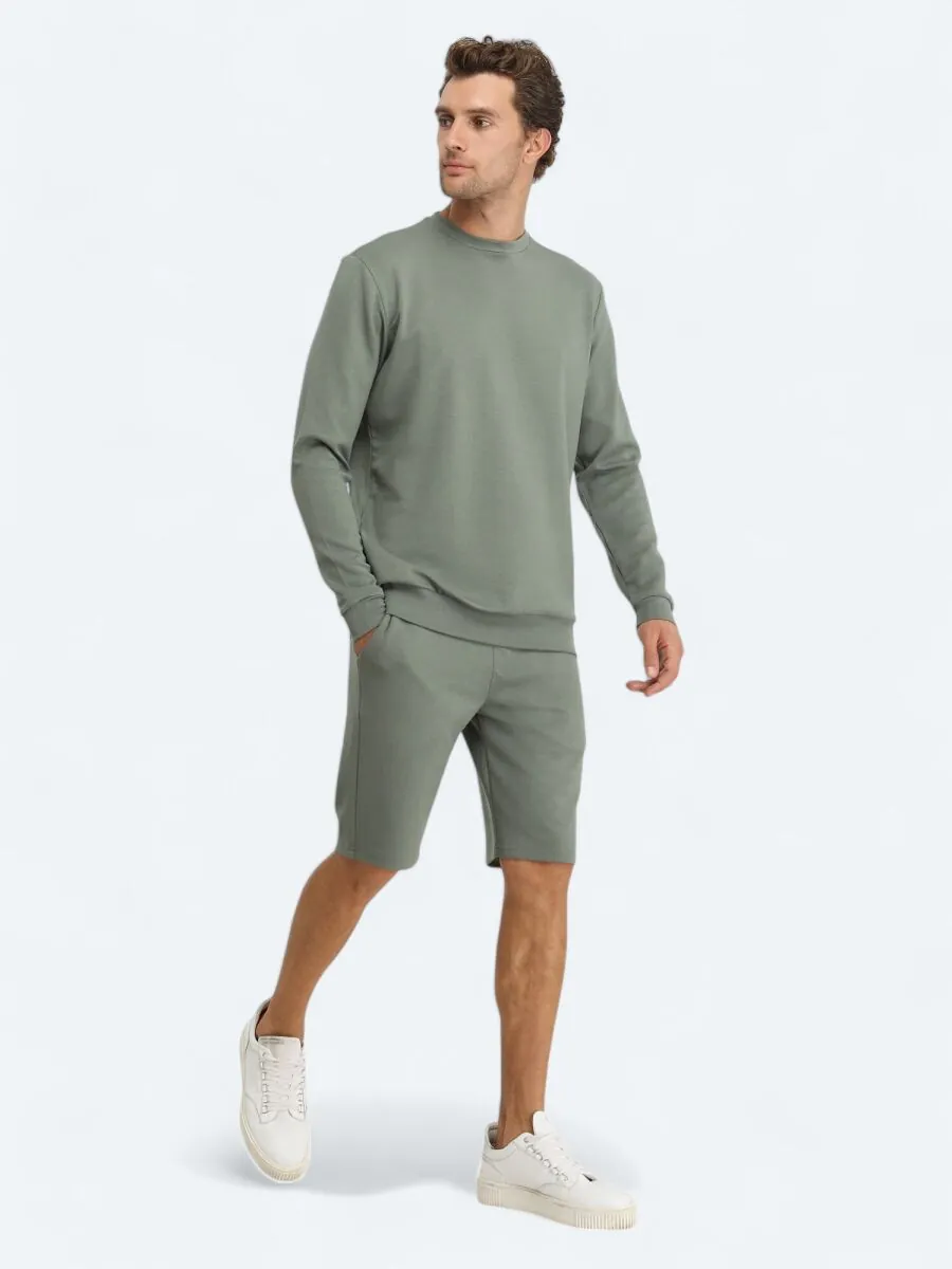 Yeşil Bisiklet Yaka Sweatshırt - 2