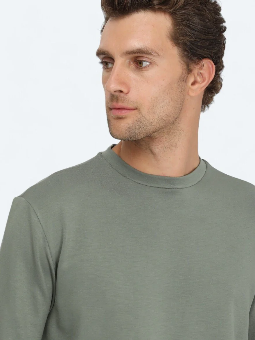 Yeşil Bisiklet Yaka Sweatshırt - 3
