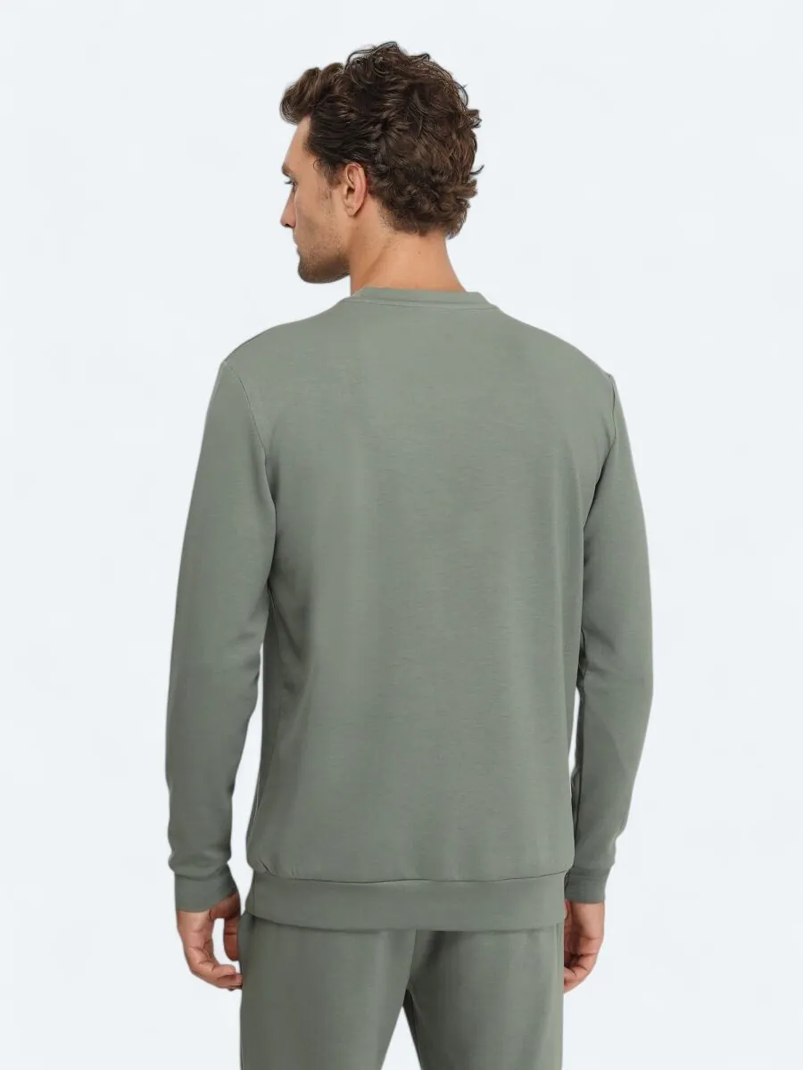 Yeşil Bisiklet Yaka Sweatshırt - 4