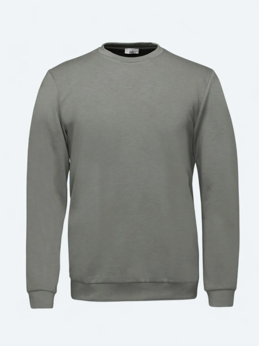 Yeşil Bisiklet Yaka Sweatshırt - 5