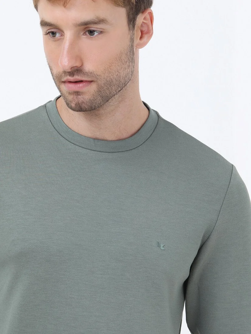 Yeşil Bisiklet Yaka Sweatshırt - 4