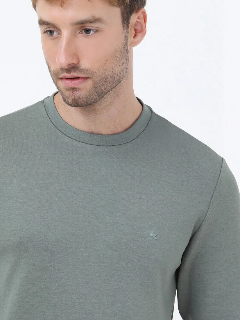 Yeşil Bisiklet Yaka Sweatshırt - 4