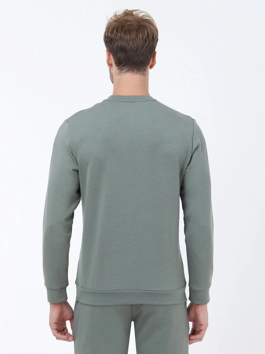 Yeşil Bisiklet Yaka Sweatshırt - 5