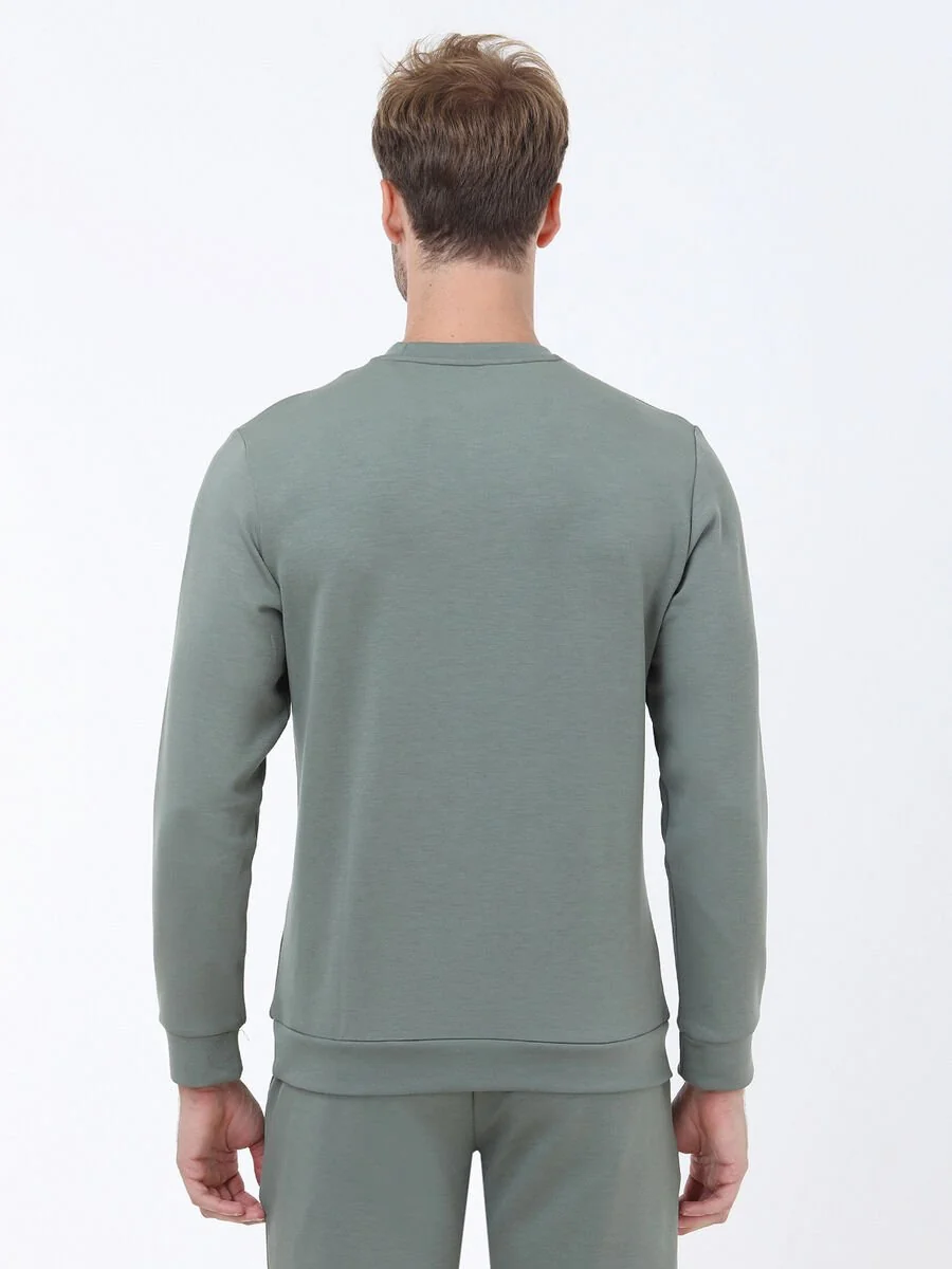 Yeşil Bisiklet Yaka Sweatshırt - 5