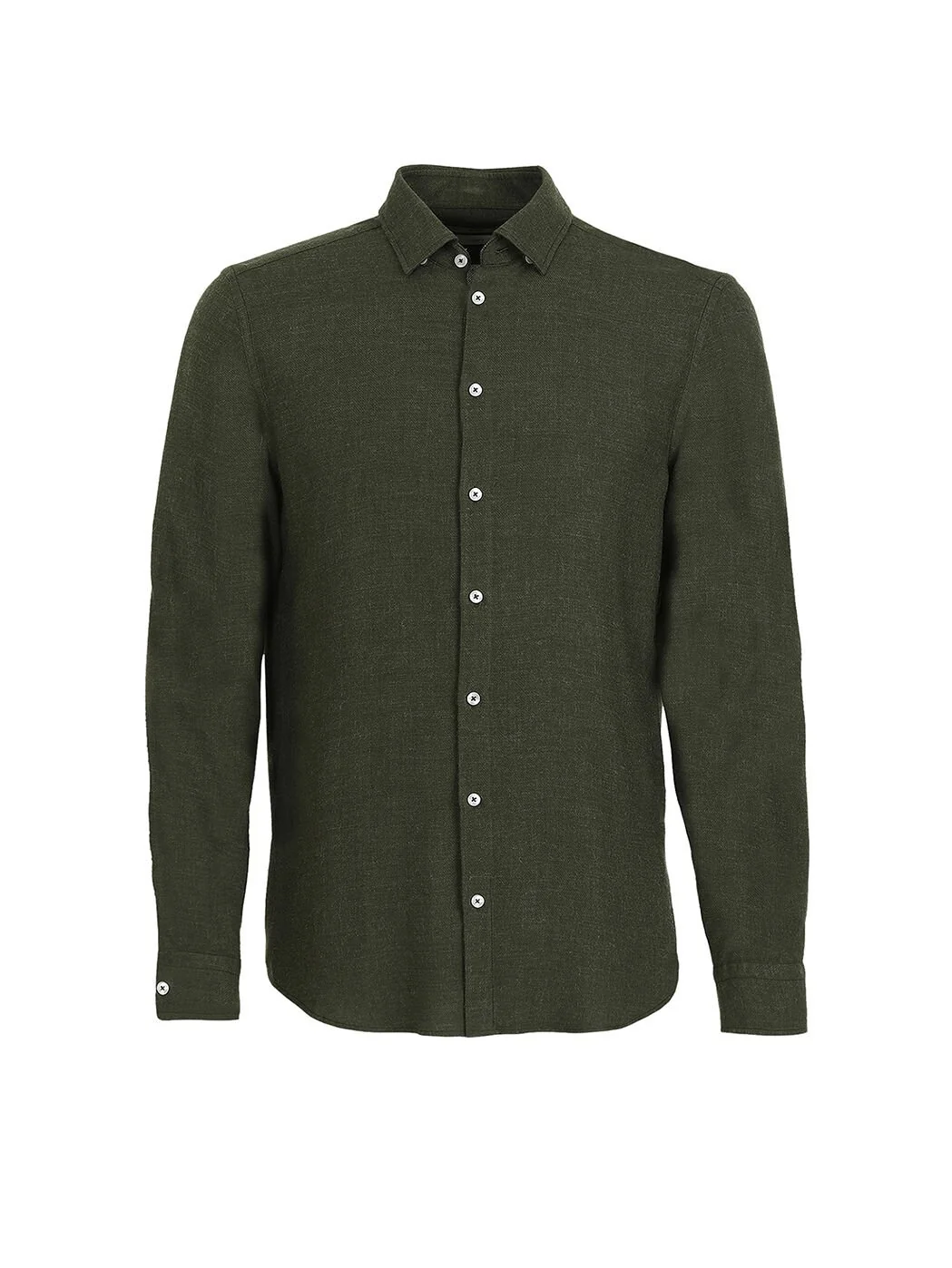 Yeşil Düz Regular Fit Dokuma Casual Gömlek - 6