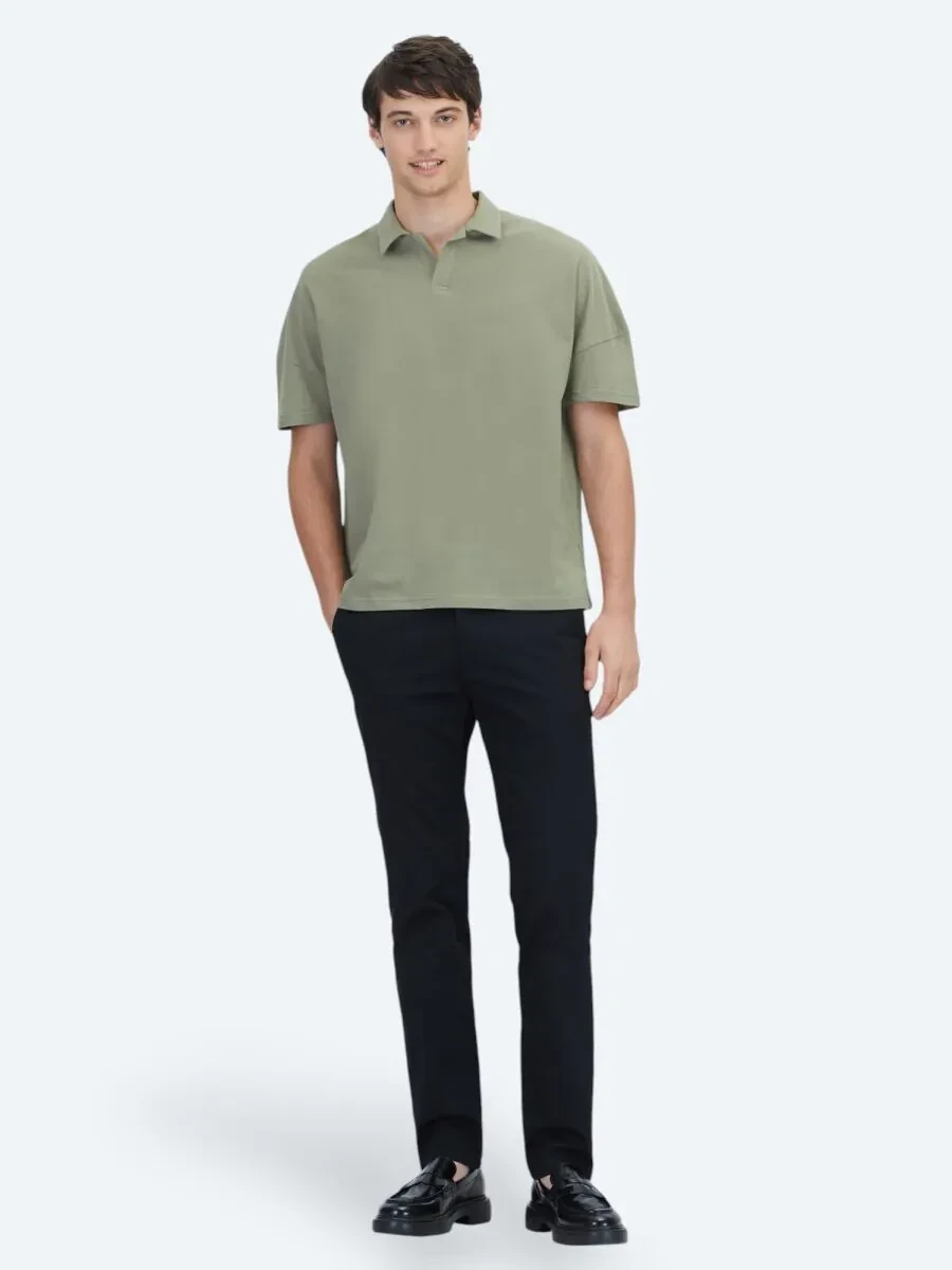 Yeşil Polo Yaka %100 Pamuk T-Shirt - 2