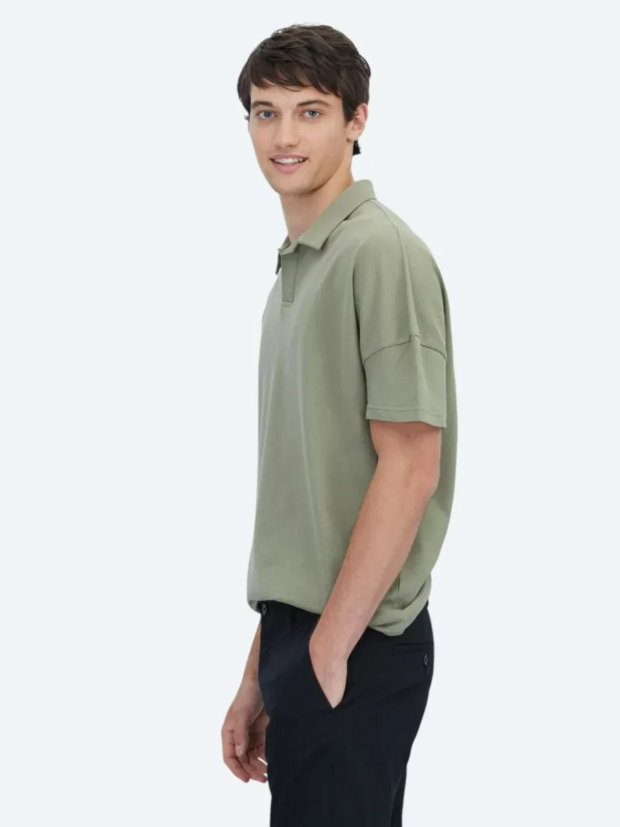Yeşil Polo Yaka %100 Pamuk T-Shirt - 3