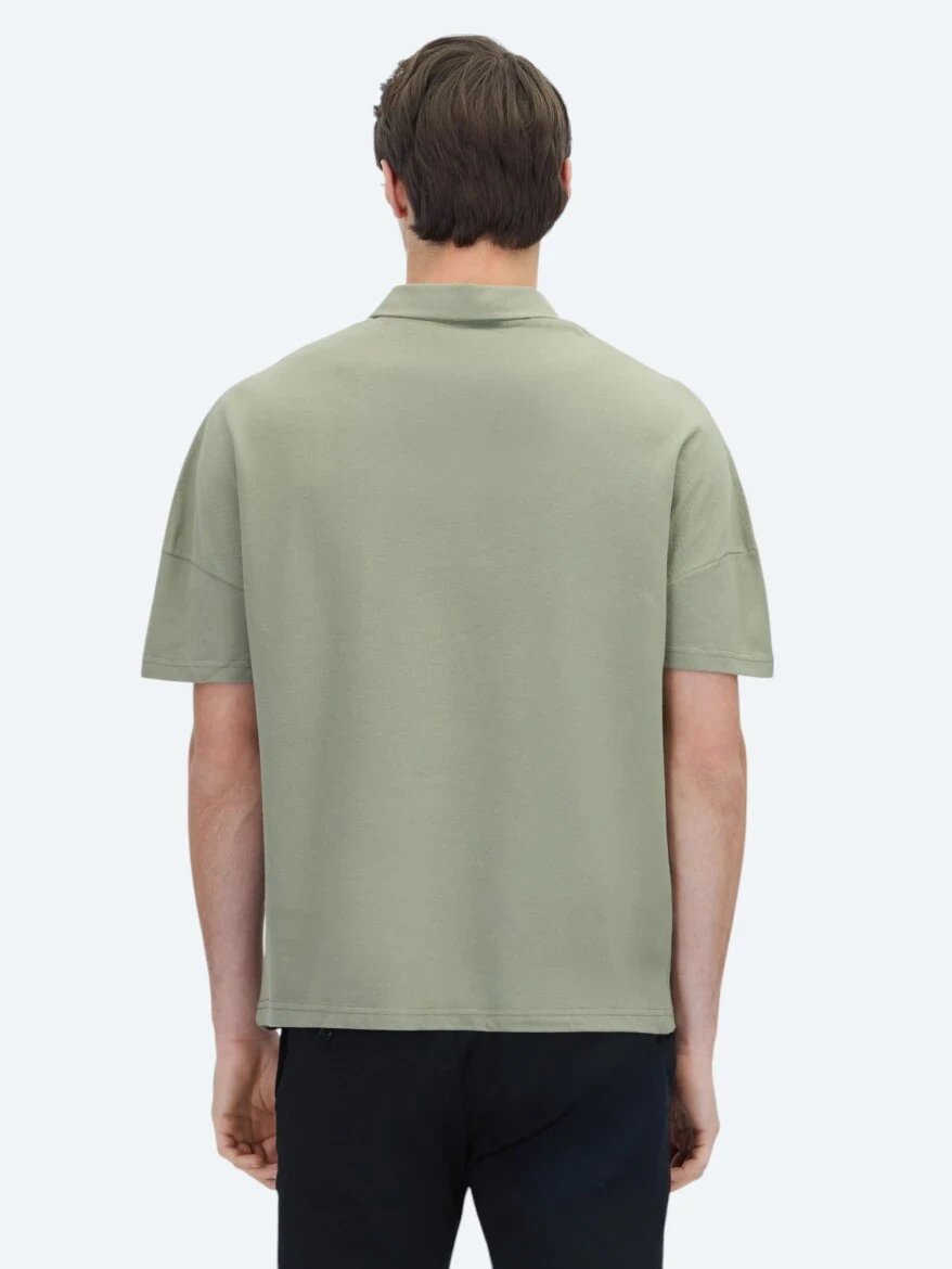 Yeşil Polo Yaka %100 Pamuk T-Shirt - 5