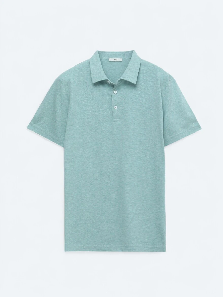 Yeşil Polo Yaka Pamuk Karışımlı T-Shirt 