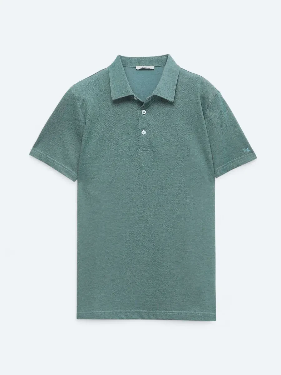 Yeşil Polo Yaka Pamuk Karışımlı T-Shirt - 1